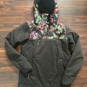 The North Face Women's 1/4 Zip Black and Floral Hoody Jacket